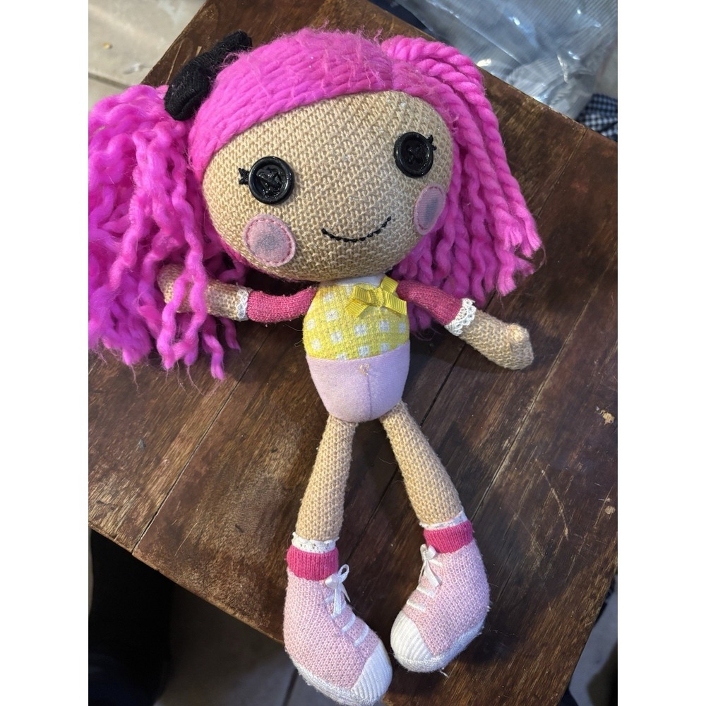 Vintage 2004 Lalaloopsy Crumb Sugar Cookie Doll Pink Yarn Hair Button Eyes